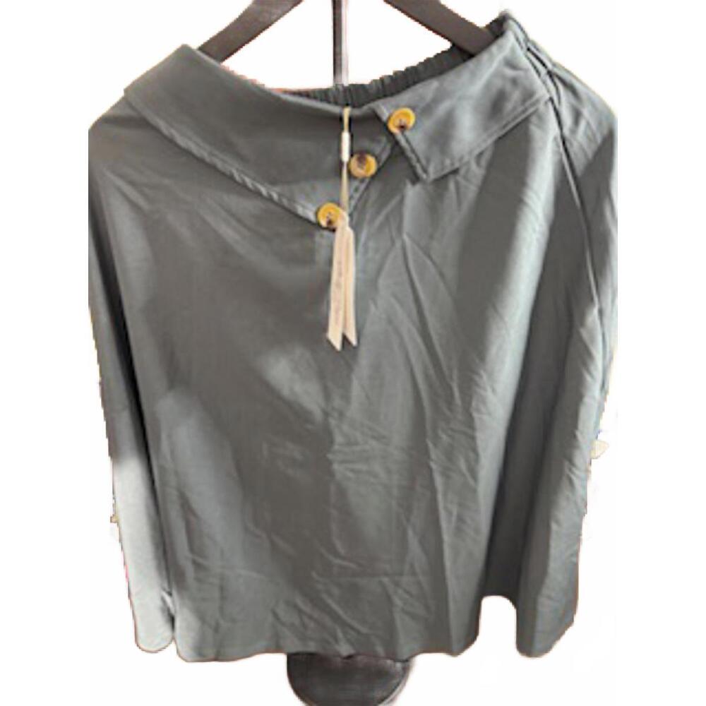 Belle Poque Skirt Large Olive Green Retro Chic Button‎ Detail Women's NEW